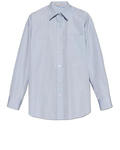 Stella McCartney Cotton Shirt With Silk Back, - Blue