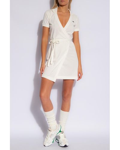 Lacoste Dress With Logo, - White