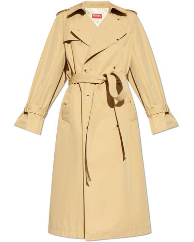 KENZO Double-breasted Trench Coat, - Natural