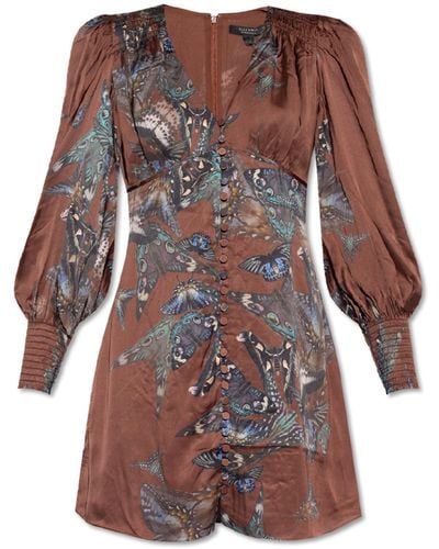 AllSaints ‘Auden Diana’ Satin Dress - Brown