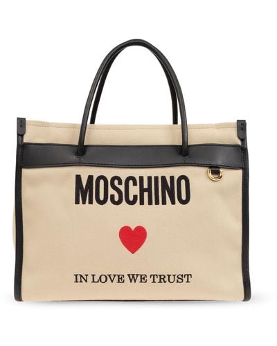 Moschino Shopper Bag With Logo, - Natural