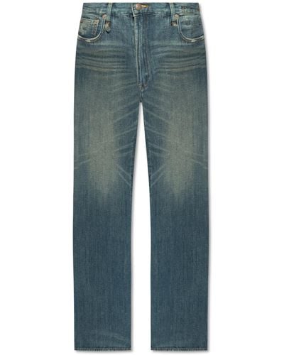 R13 Jeans With Vintage Effect, - Blue