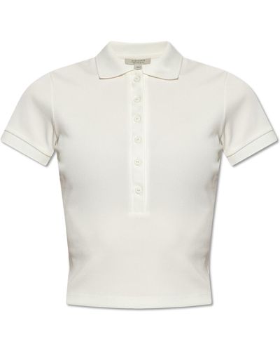 AllSaints ‘Hallie’ Ribbed Polo Shirt - White