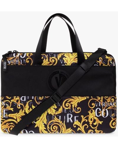 Versace Briefcase With 'logo Couture' Print - Black