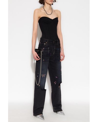 Balenciaga Strapless Corset Cropped Top - Black