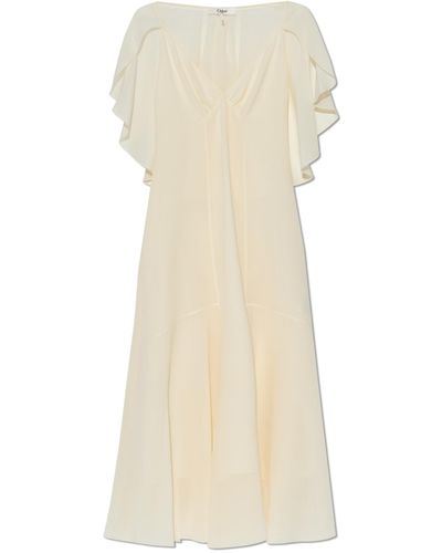 Chloé Silk Dress, - White