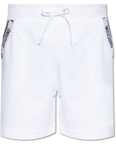 Moschino Cotton Shorts With Logo, - White