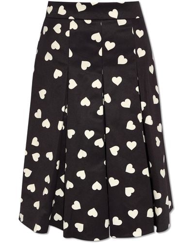 Kate Spade Skirt With Heart Pattern, - Black