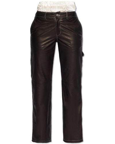 Halfboy Leather Trousers, - Black