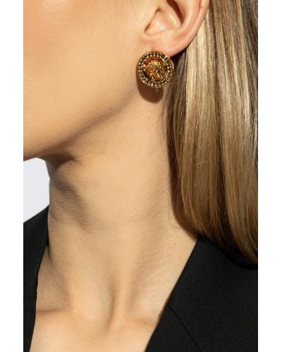 Versace Earrings With Logo - Natural