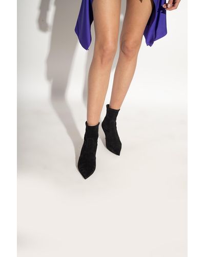 Casadei Suede Heeled Ankle Boots - Black