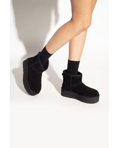 UGG ® Classic Mini Platform Suede Classic Boots - Black