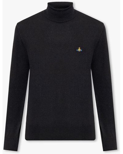 Vivienne Westwood Turtleneck Sweater With Logo - Black