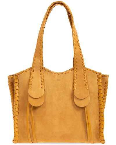 Chloé 'mony Medium' Suede Shopper Bag, - Orange