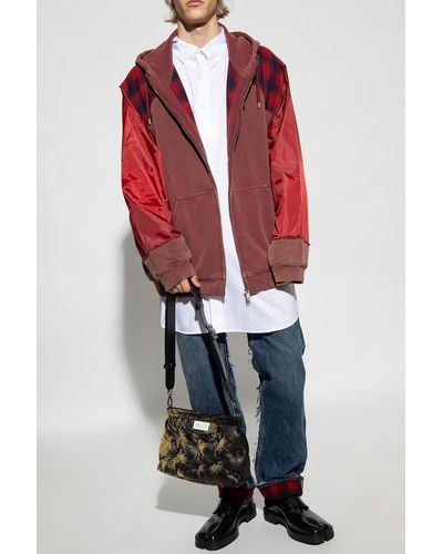 Maison Margiela Checked Hoodie - Red