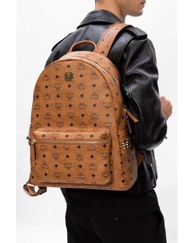 MCM Dual Stark Small Visetos Faux-Leather Backpack  - Brown
