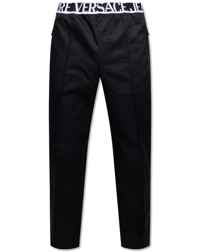 Versace Trousers With Elastic Waistband - Black