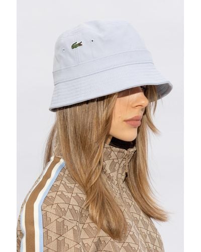 Lacoste Bucket Hat With Logo, - White