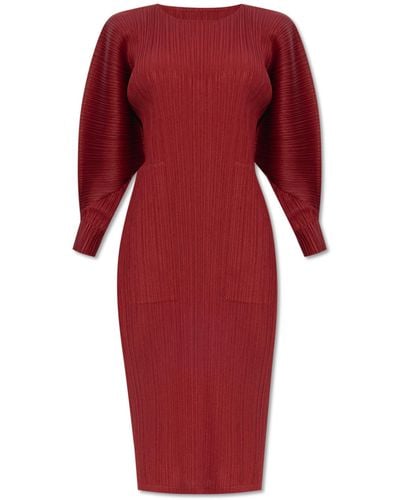 Pleats Please Issey Miyake Pleated Dress - Red