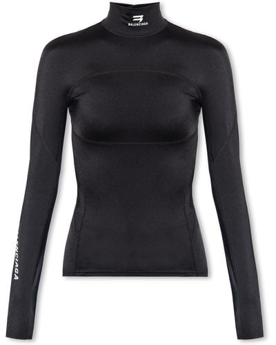 Balenciaga Top With High Neck, - Black