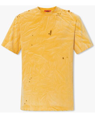 424 T-shirt With Vintage Effect, - Yellow