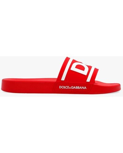 Dolce & Gabbana Rubber Slides With Logo - Red