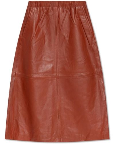 Munthe ‘Charm’ Leather Skirt - Red