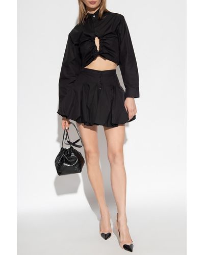 Alaïa Cropped Shirt With Stand Collar - Black