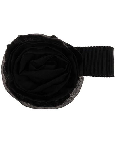 Blumarine Choker With A Rose-Shaped Brooch - Black