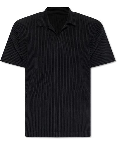 Homme Plissé Issey Miyake Pleated Polo Shirt, - Black
