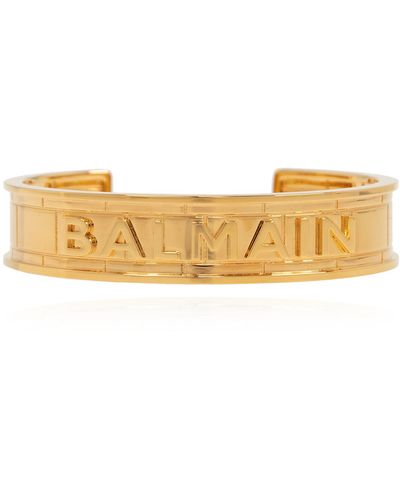 Balmain Brass Bracelet With Logo - Metallic