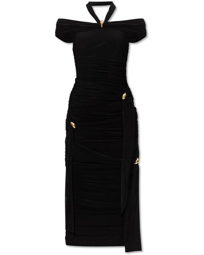 Blumarine Draped Dress With Bare Shoulders - Black