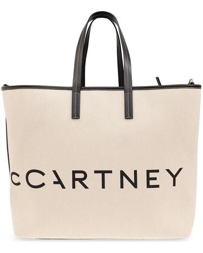 Stella McCartney Shopper Bag With Logo, - Natural