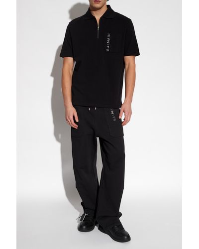 Balmain Cotton Polo Shirt - Black