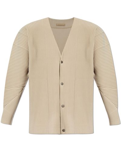 Homme Plissé Issey Miyake Pleated Cardigan - Natural