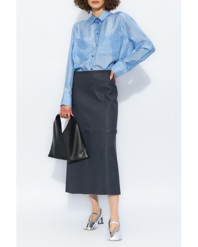 By Malene Birger 'simoas' Leather Skirt, - Blue