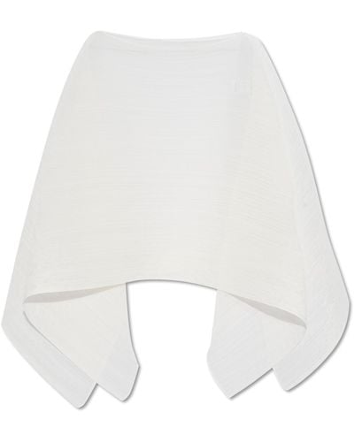 Pleats Please Issey Miyake Pleated Poncho - White