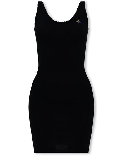 Vivienne Westwood Orb Embroidered Knitted Dress - Black