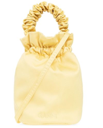 Ganni Satin Shoulder Bag - Yellow