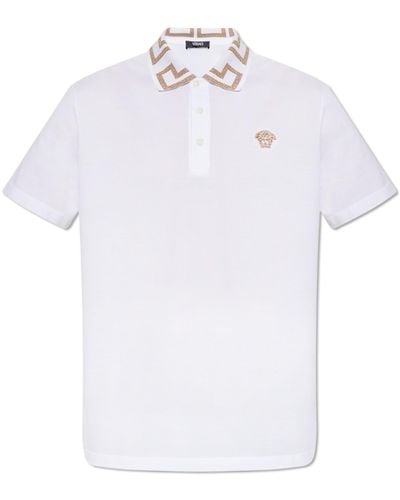 Versace Polo Shirt With Lurex Yarn, - White
