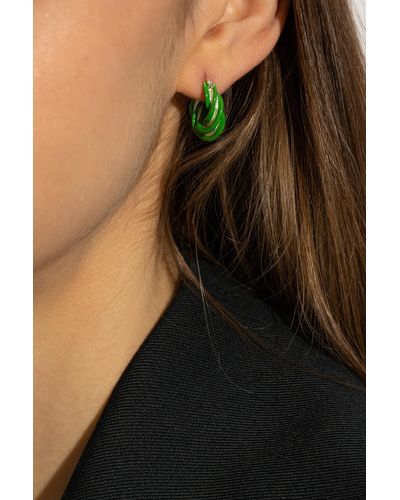 Bottega Veneta Silver Earrings, - Green