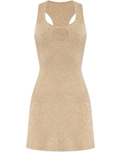 Jacquemus ‘Bril’ Glitter Dress With Logo - Natural