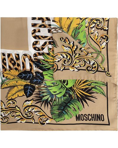 Moschino Printed Silk Scarf, - Green