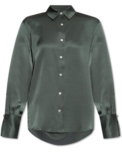 Anine Bing Silk Shirt, - Green