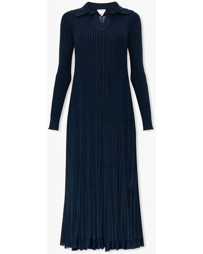 Bottega Veneta Navy Blue Pleated Dress