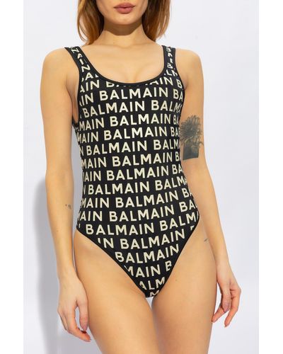 Balmain All-over Logo Swimsuit - Black