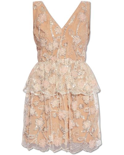 Self-Portrait Dress With Sequins, - White