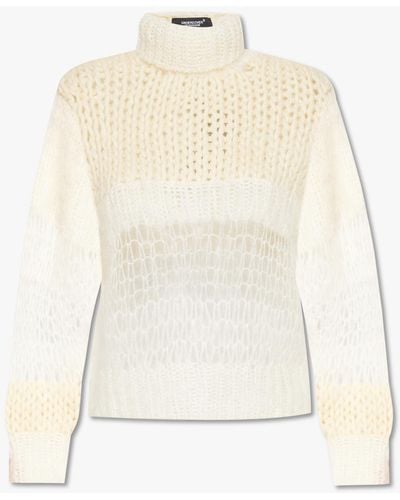 Undercover Turtleneck Jumper With Decorative Knit, - Natural