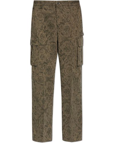 Versace Patterned Trousers, - Green