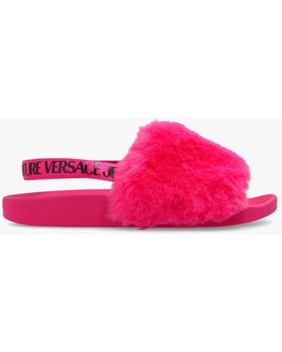 Versace Faux Fur Slides - Pink